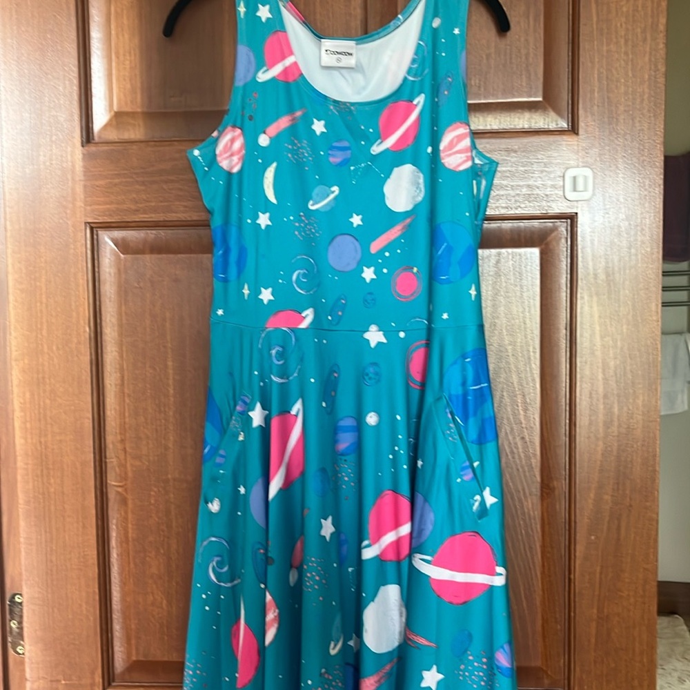 Cute teal planetary dress